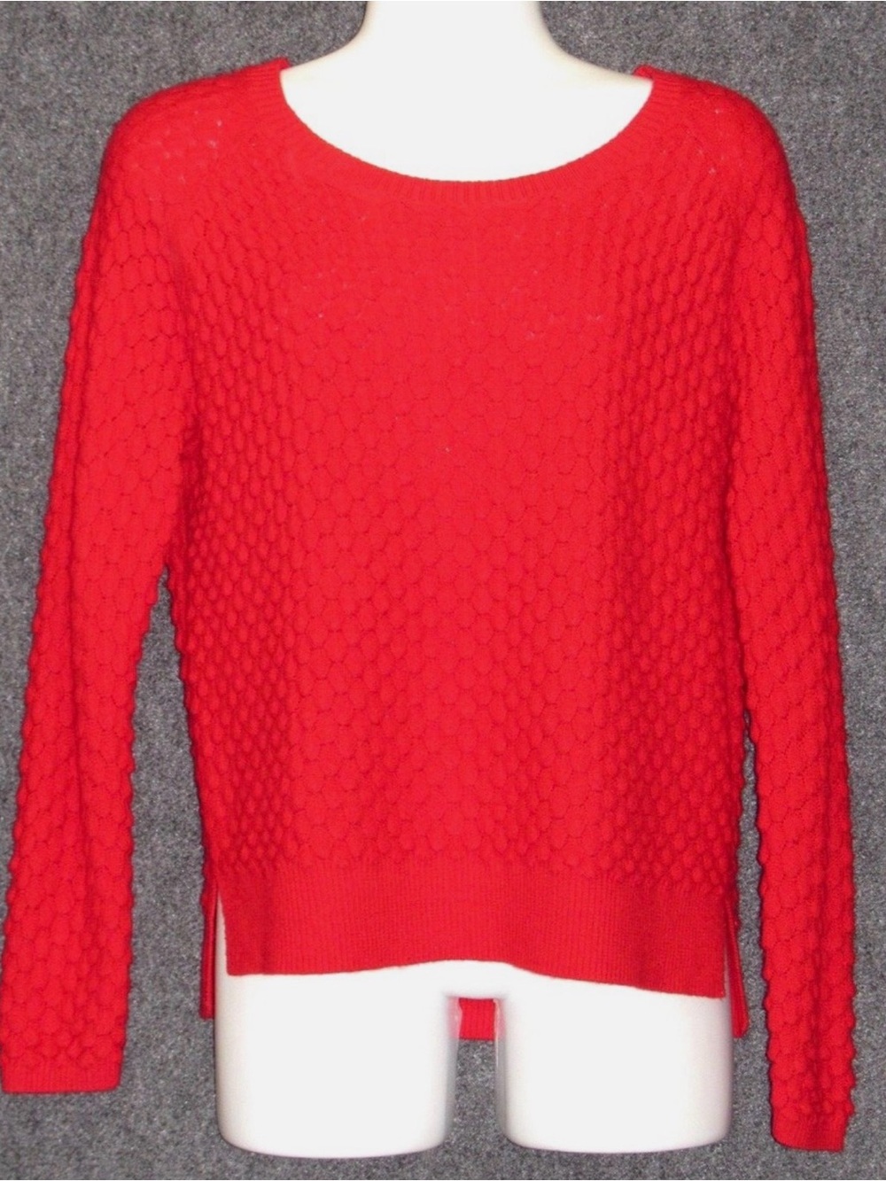 French Connection Red Textured Bubble-Knit Crew Sweater